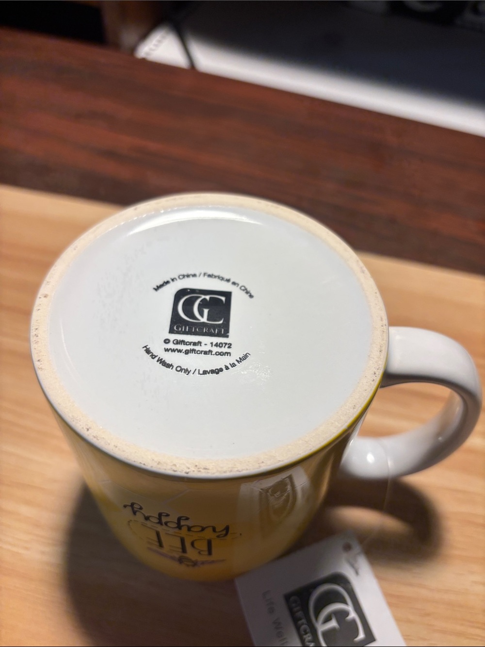 GiftCraft Bee Happy Yellow Ceramic Mug - Picture 2 of 8